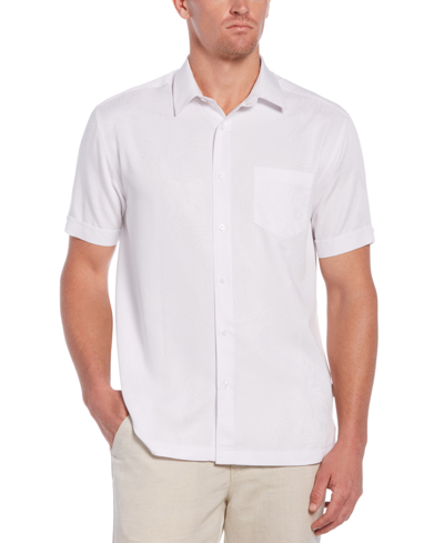 Cubavera Men's Regular-fit Two-tone Floral Jacquard Shirt In Brilliant White