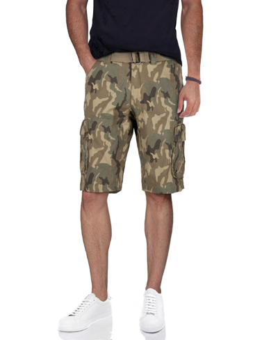 X-ray Men's Belted Double Pocket Cargo Shorts In Desert Camo