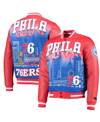 PRO STANDARD MEN'S PRO STANDARD RED PHILADELPHIA 76ERS REMIX VARSITY FULL-ZIP JACKET