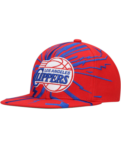 MITCHELL & NESS MEN'S MITCHELL & NESS RED LA CLIPPERS HARDWOOD CLASSICS EARTHQUAKE SNAPBACK HAT