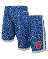 MITCHELL & NESS MEN'S MITCHELL NESS X UNINTERRUPTED BLUE AND WHITE NEW YORK KNICKS HARDWOOD CLASSICS SWINGMAN SHORTS