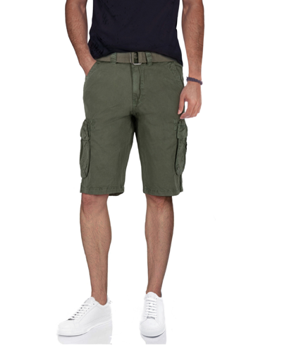 X-ray Men's Belted Double Pocket Cargo Shorts In Sage