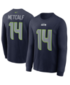 Nike Men's Dk Metcalf Navy Seattle Seahawks Player Name Number Long Sleeve T-shirt In Navy