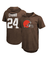 MAJESTIC MEN'S FANATICS NICK CHUBB BROWN CLEVELAND BROWNS PLAYER NAME AND NUMBER TRI-BLEND HOODIE T-SHIRT