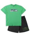 Concepts Sport Men's  Neon Green, Heathered Charcoal Seattle Seahawks Big And Tall T-shirt And Shorts In Neon Green/heathered Charcoal
