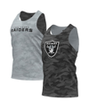 FOCO MEN'S FOCO BLACK, GRAY LAS VEGAS RAIDERS REVERSIBLE MESH TANK TOP