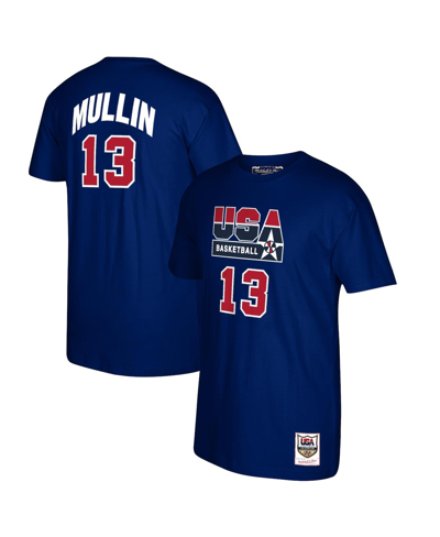 Mitchell & Ness Men's  Chris Mullin Navy Usa Basketball 1992 Dream Team Name And Number T-shirt