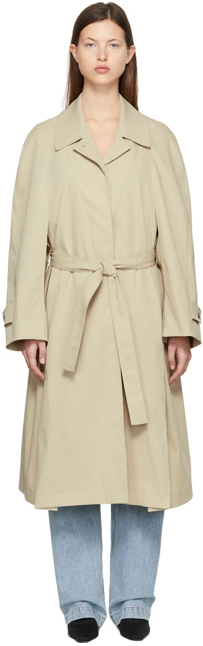 [LOW CLASSIC] / ☆ 25SS RAGLAN HIGH NECK TRENCH COAT / BEIGE Low Classic Raglan-sleeve Woven Trench Coat In Beige | ModeSens