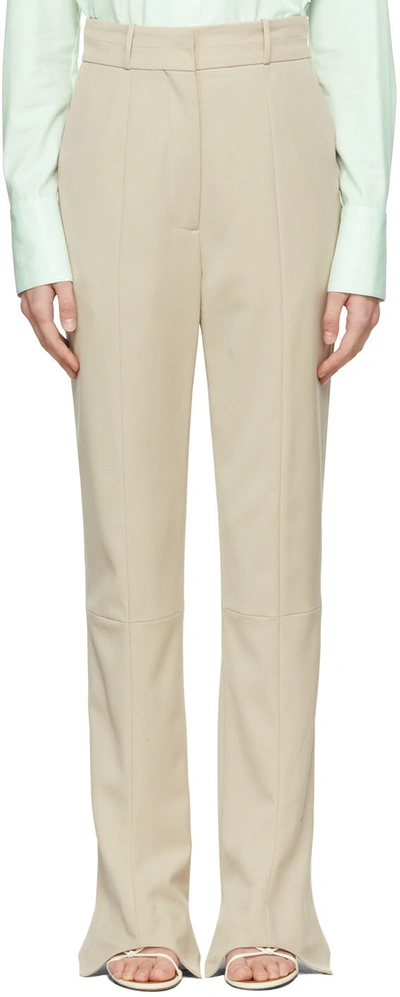 Low Classic Beige Slim-fit Wool Trousers In Khaki Beige