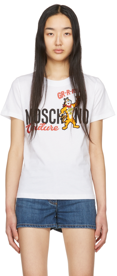 Moschino White Kellogg's Edition Cotton T-shirt In White,red,black