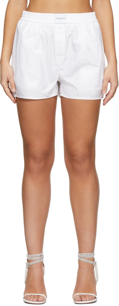 【送料&関税込】T by Alexander Wang White Cotton Shorts ALEXANDERWANG.T Cotton-blend fleece shorts | THE OUTNET