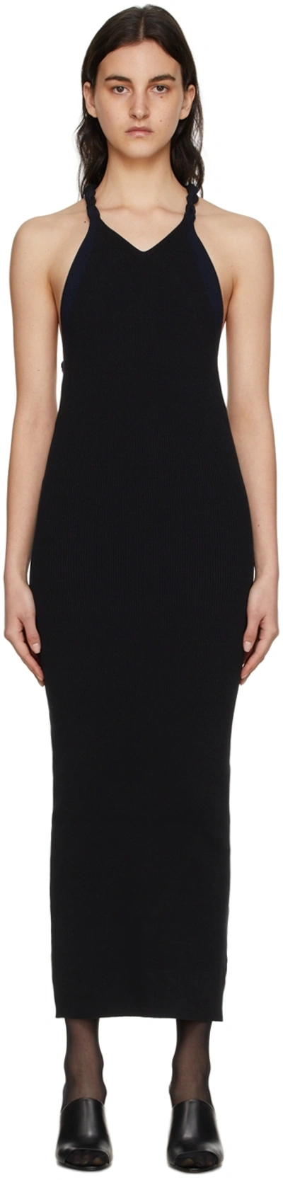 Dion Lee Black Cotton Midi Dress In Black/navy