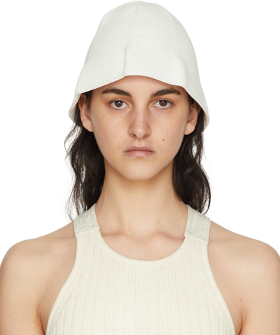 Dion Lee White Crochet Beach Hat In Ivory