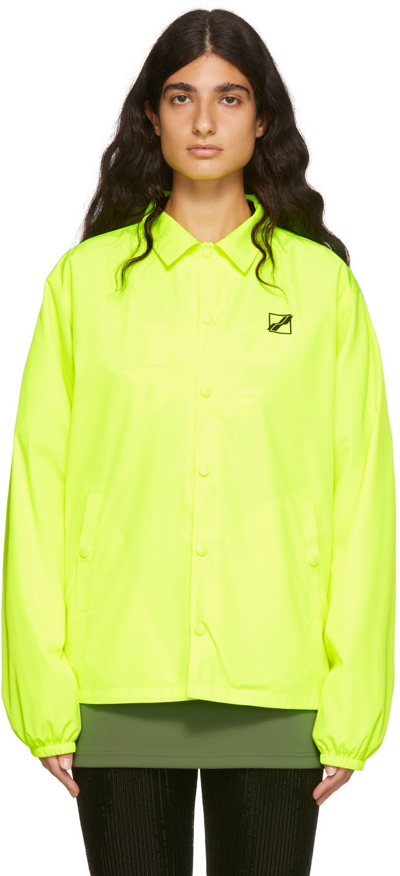 We11 Done Yellow Polyester Windbreaker Jacket In Neon Yellow