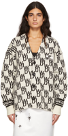 We11 Done Oversized Monogram Cardigan In Ivory