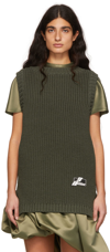 We11 Done Khaki Cotton Vest In Khaki