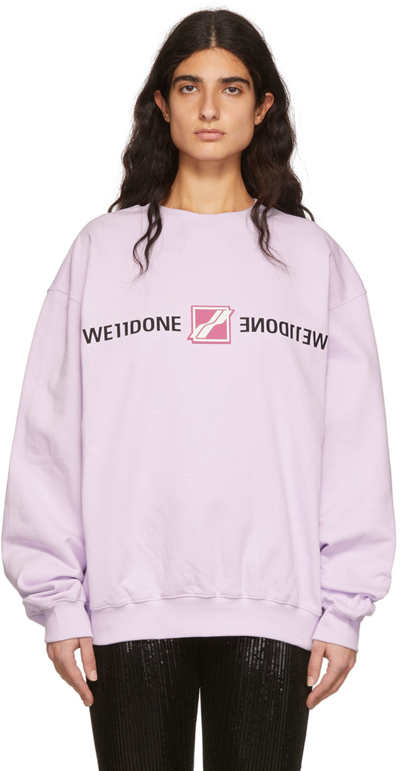 We11 Done Mirrored Logo Cotton Sweatshirt In Purple