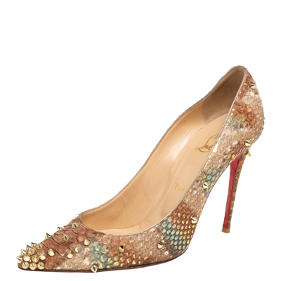Pre-owned Christian Louboutin Multicolor Python Leather Degraspike Pumps Size 39.5