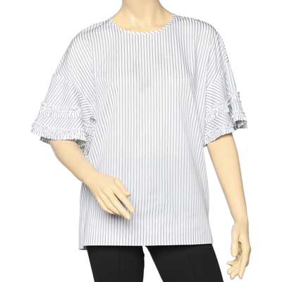 Pre-owned Victoria Beckham White Striped Cotton Top L