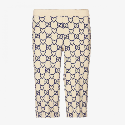 Gucci Kids' Girls Ivory Gg Hearts Trousers
