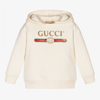 Gucci Baby Off-white Logo Hoodie In Ivory