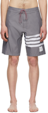 THOM BROWNE GREY 4-BAR SWIM SHORTS