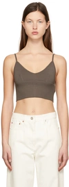 System Khaki Rayon Top In Khaki Brown