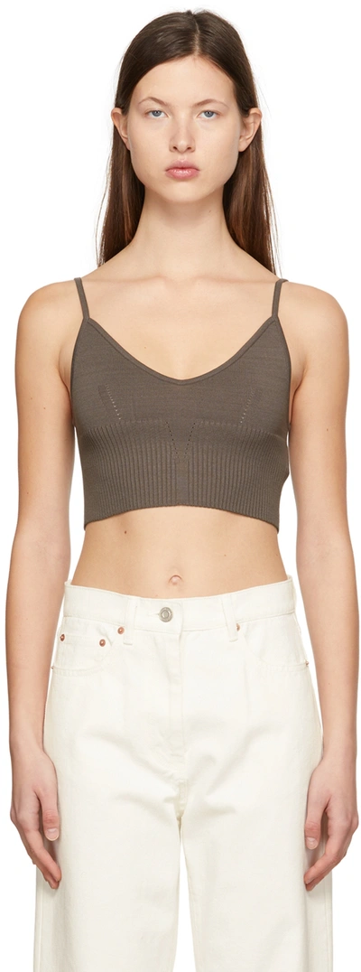 System Khaki Rayon Top In Khaki Brown