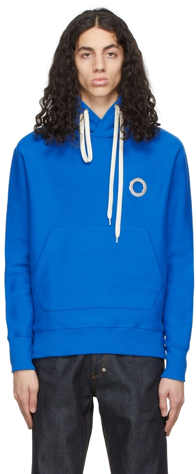 Craig Green Eyelet-embellished Cotton-jersey Hoodie In Blue