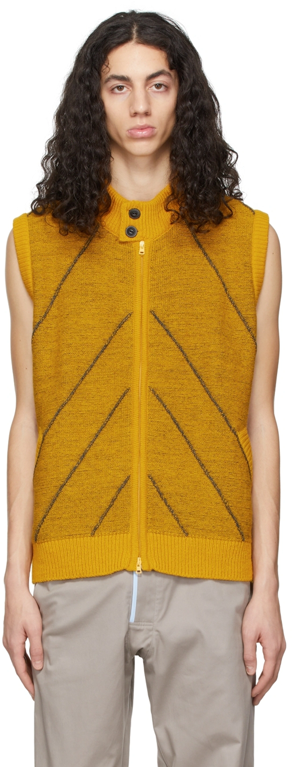 Kiko Kostadinov Chevron Reverse Double Knit Sweater Vest In Kiko Kostadinov Chevron Reverse Double Knit Sweater Vest In