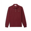 Lacoste 三扣领口 男装经典优雅休闲长袖polo衫 In Maroon