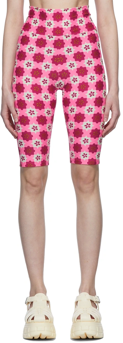 Anna Sui Pink Utopian Gingham Shorts In Neon Pink