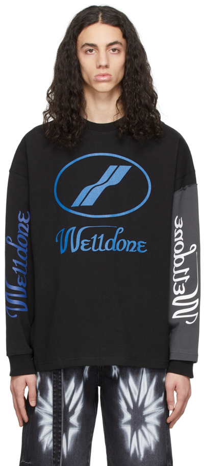 We11 Done Remake Logo Long Sleeve T-shirt In Black