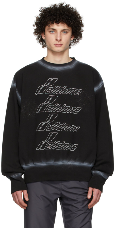 We11 Done Black French Terry Sweatshirt In Black/white