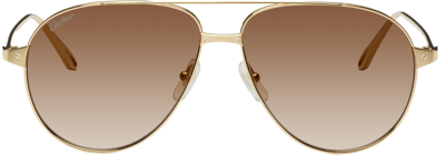 Cartier Aviator-frame Sunglasses In Gold