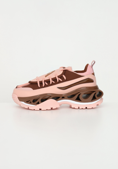 Acupuncture Acu Ginger Lion Pink Leather And Brown Mesh Low Sneaker - Ginger Lion In Marrone/rosa