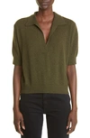 KHAITE JO SHRUNKEN STRETCH CASHMERE POLO SWEATER