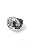 John Hardy Sterling Silver Classic Chain Black Sapphire & Black Spinel Intertwined Disc Statement Ring In Black