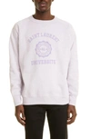 Saint Laurent Oversize Université Crest Organic Cotton Crewneck Sweatshirt In Lilac