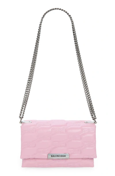 Balenciaga Small Triplet Embossed Leather Shoulder Bag In Pink