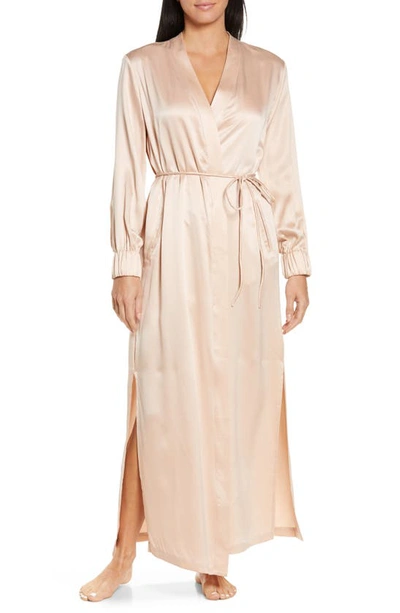 Lunya Washable Silk Long Robe In Delicate Pink