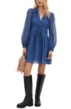 Maje Rianna Chiffon Mini Dress In Blue