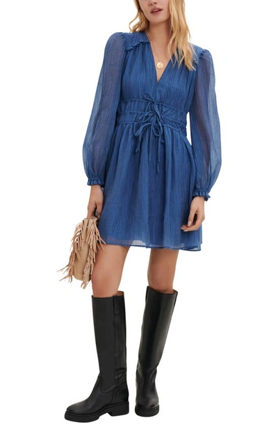 Maje Rianna Chiffon Mini Dress In Blue