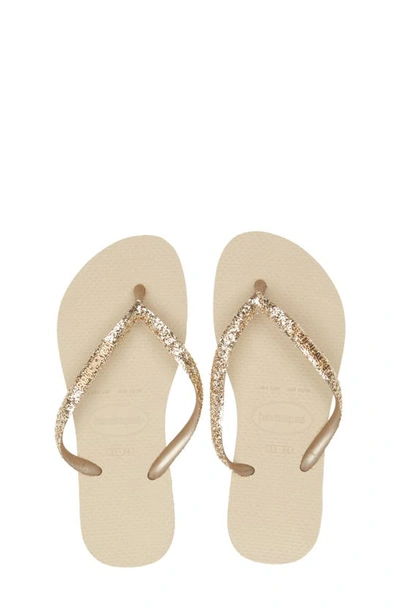 Havaianas Kids' Slim Glitter Ii Flip Flop In Sand Grey