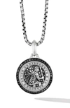 David Yurman Men's Sterling Silver St. Christopher Medallion Amulet With Pave Black Diamonds In Silver/black
