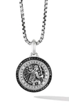 David Yurman Men's Sterling Silver St. Christopher Medallion Amulet With Pave Black Diamonds In Silver Pave