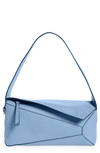 Loewe Puzzle Slouchy Leather Shoulder Bag In Celestine Blue