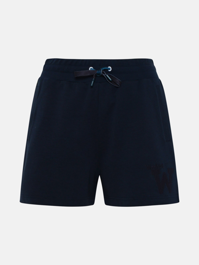 Woolrich Navy Cotton Shorts In Melton Blue