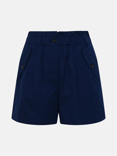 Kenzo Navy Cotton Shorts In Blue