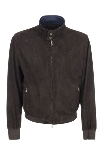 Stewart Boston - Suede Leather Jacket In Dark Brown | ModeSens